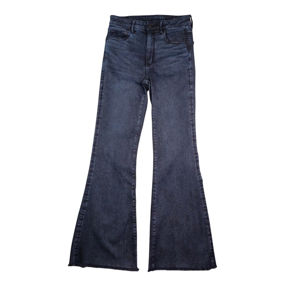American Eagle Jeans Women 6 Black Super High Rise Flare Next Level Stretch 3818